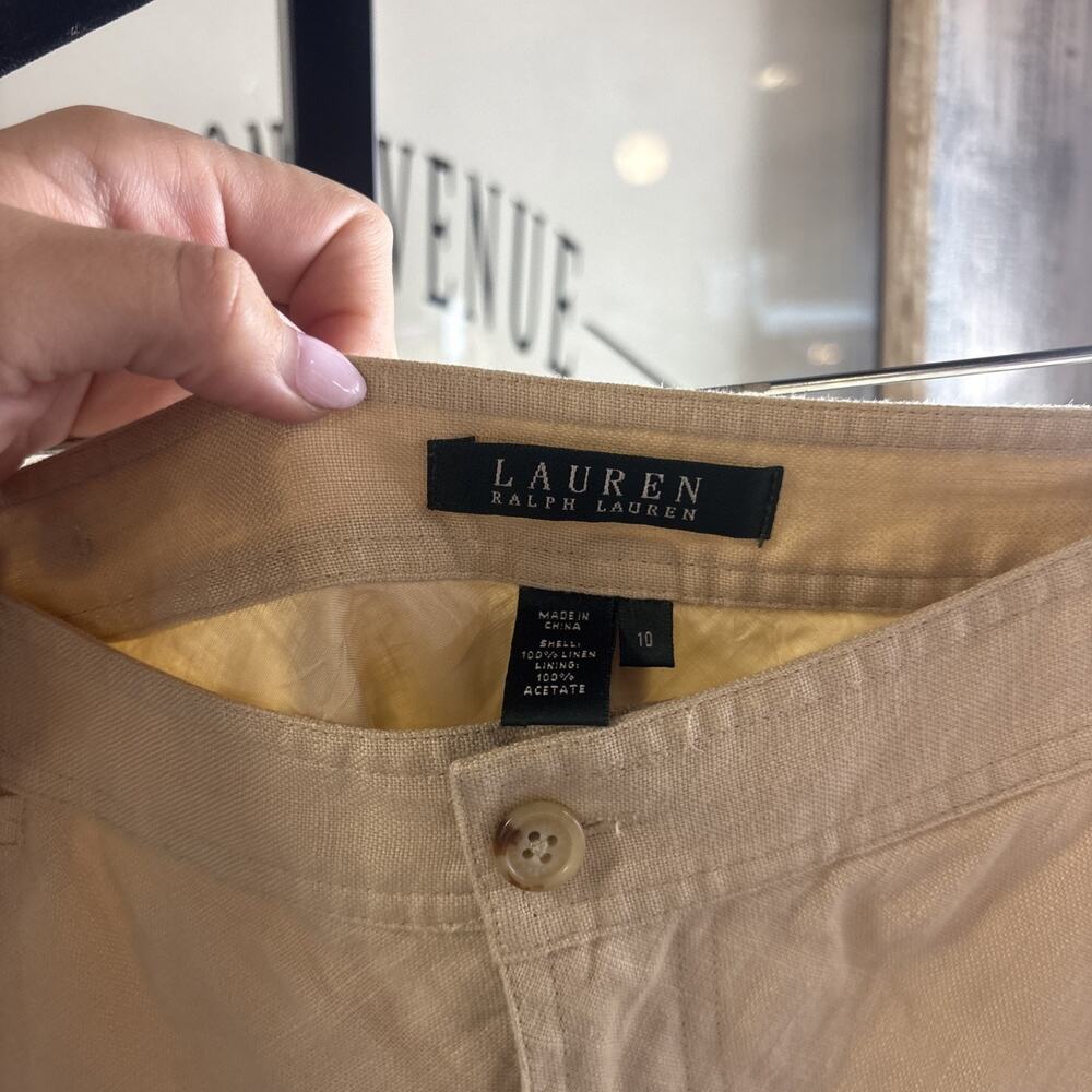 Ralph Lauren 100% Linen Tan Skirt Size 10 - Picture 7 of 11
